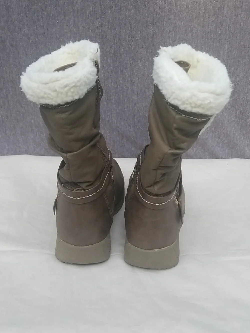 totes Taupe Winter Boots with White Faux-Shearling Cuff